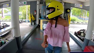 Cute Thai amateur teen girlfriend go karting with an increment of recorded on video check d cash in one's checks